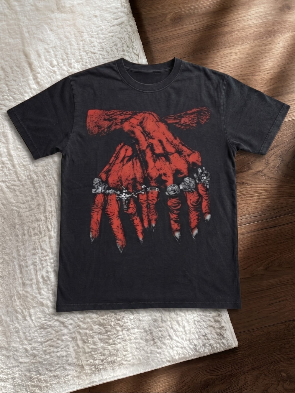 Gothic Skeleton Hands Graphic Tee - Gildan Heavy Cotton
